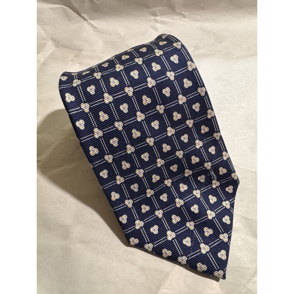 Burberry London Neck Tie 100% Silk Made in Italy Blue Geometric 58"x3.75"